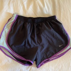Nike running shorts gray and purple